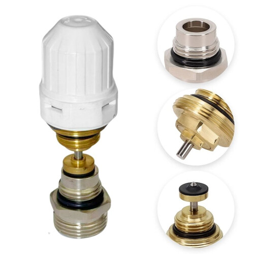 Brass Floor Heating Valve Core Set with Automatic Spring Return Needle Valve,Compatible with M30 X 1.5 Thermostatic 1
