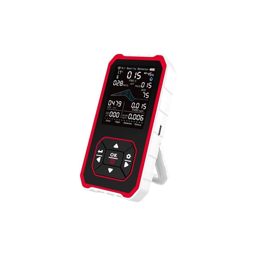 Exogio White Portable Indoor Air Quality Detector Rea For Aqi, Co2, Pm2.5, Pm1.0 Tvoc, Hcho, Particles, Temperature & Humidity