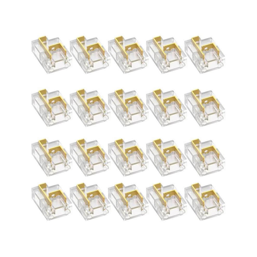 20Pcs 8Mm 2-Pin Led Strip Connector Kit Solderless Clips For Single Color Smd/Cob Led Light Strips 4711715073901