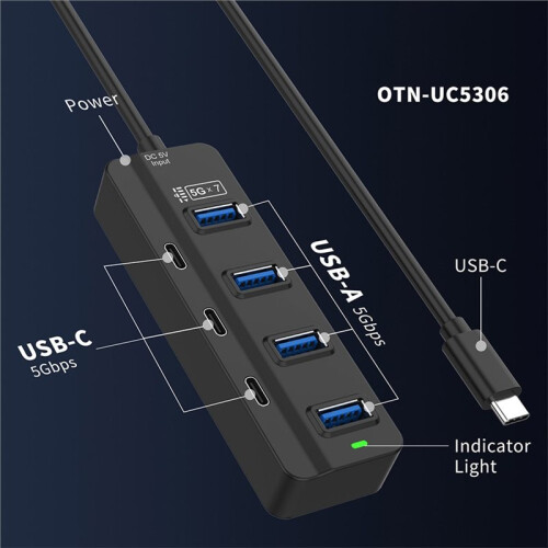 USB 3.0 Adapter Multi-Function Splitter Adapter Computer Laptop Docking Station Plug and  7 in 1 HUB Splitter Box 5G 2