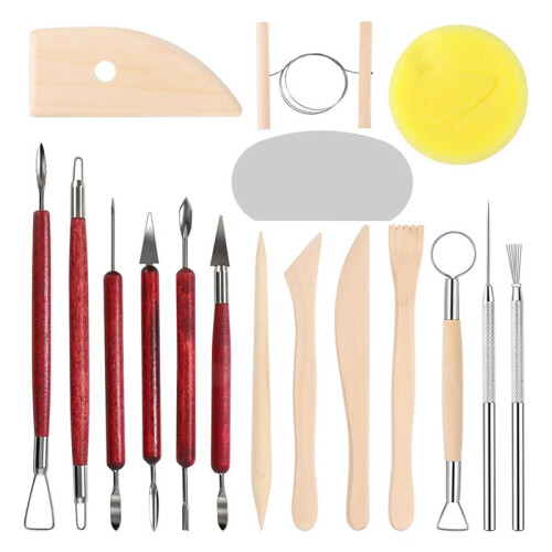 17PCS Clay Sculpting Tools with Wire Pottery Modeling Ceramics Polymer Tools Set for Air Dry Clay Carving