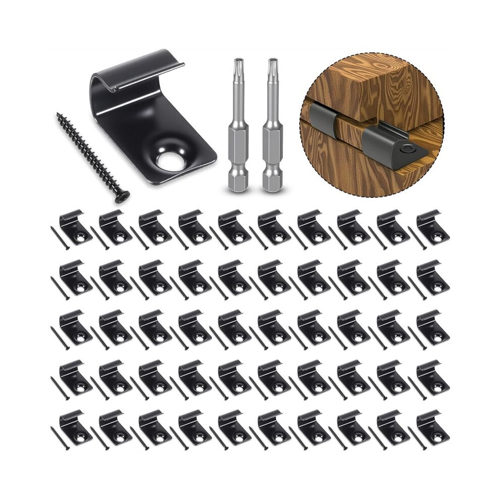 50Pc Deck Clips, Universal Decking Clips With Torx Srews,Torx Bit,Stainless Steel Clips Hidden Fasteners 6031128290688