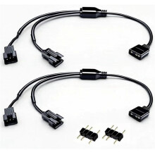 2 PCS 1 to 2 Extension Cable 5V 3 Pin Female to SM 3 Pin Male Splitter Cable ARGB Fan Splitter for RGB Fans, LED Strips