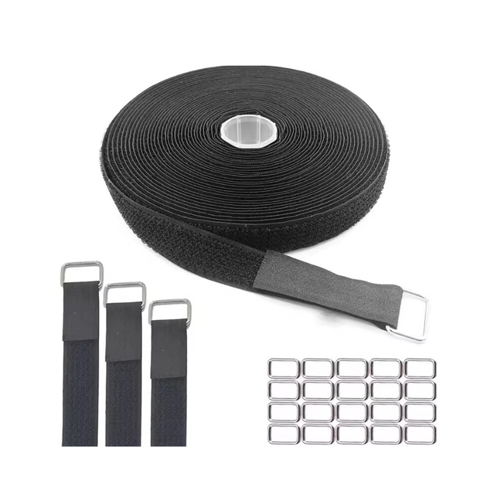 5M Adjustable Cable Straps With 25 Metal Buckles For Cable Management, Wire Organizing, 2Cm Wide 4712462274146