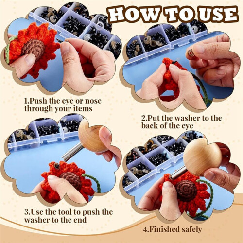 3 Pcs Safety Eye Tool Auxiliary Tool for Attaching Safety Eyes for Crocheting Crochet DIY Stuffed Animal Install 2