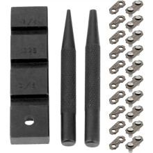 3PCS Pocket Chainsaw Breaker Chain Saw Repairing Mending Tool Set with 10 Sets 3/8'' Chainsaw Chain Joiner Link Repair