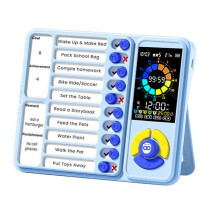 5-in-1 Visuele Timer, ADHD-Tool voor Kinderen en Volwassenen, Visueel Schema voor Kinderen met Autisme, 12/24 Takentimer Blauw