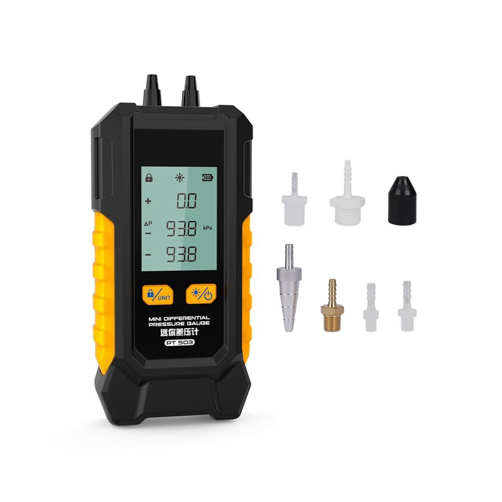 Pt503 Manometer Gas Pressure Tester,Hvac Digital Manometer With Range Of -100 To 200 Kpa, Data Retention, 7Adapters 6031587992437