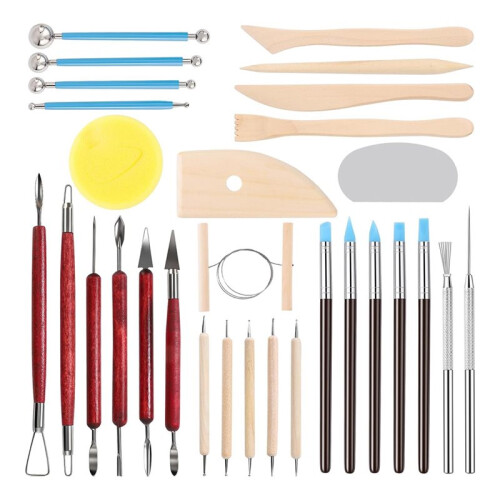30PCS Clay Sculpting Tools with Wire Pottery Modeling Ceramics Polymer Tools Set for Clay Carving Molding