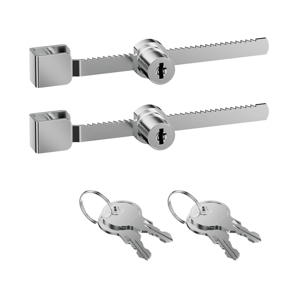 Sliding Glass Door Ratchet Lock With Chrome Finish, Fits 4-8Mm Glass, Secure Showcase Display Case Lock, 2 Pack 4712356111816