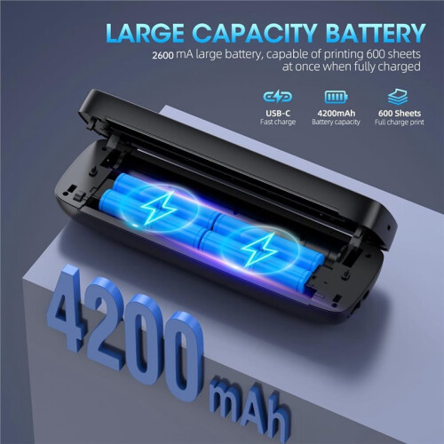 Portable Wireless Printer  Thermal Printer Support A4&A5 Thermal Paper, Inkless Printer for Office Car Home 1