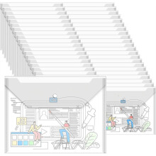 100 Stück Transparente Briefumschläge mit Druckknopfverschluss, A4-Briefumschläge Aus Kunststoff für Dokumente, Wasserdichte Umschläge