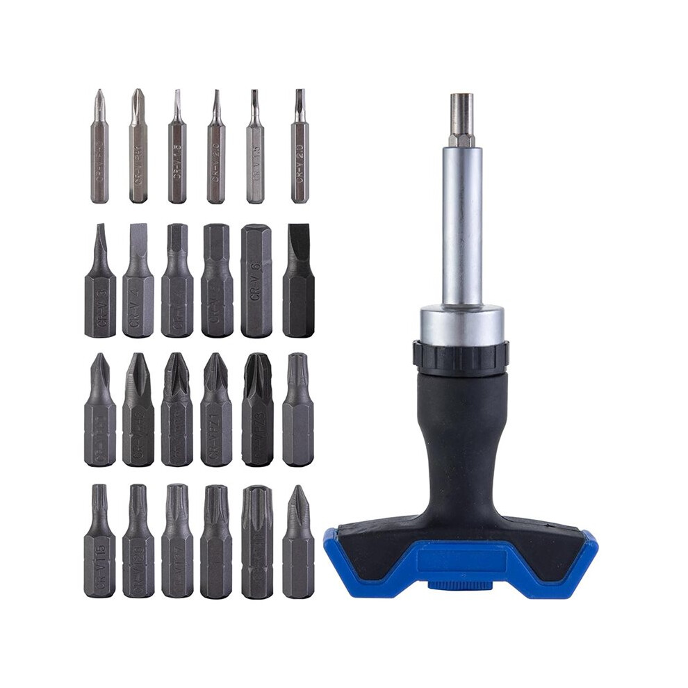 25Pc T-Handle Screwdriver Set - Multi Bit Kit With Phillips, Pozi, Slotted, Hex, Torx & Bits 6031147207766