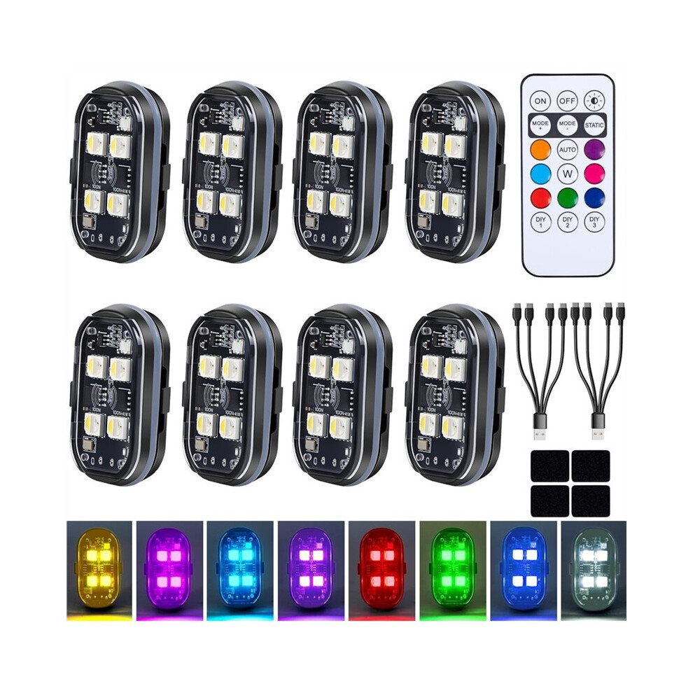 Upgraded 4Leds 8Pcs Wireless Led Strobe S With Remote Control, 8 Colors Anti Collision Warning For Car Light 4711373413804