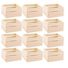 12PCS 5" Wooden Crates, Nesting Rustic Wood Storage Boxes Set, Farmhouse Decorative DIY Containers for Home,Office