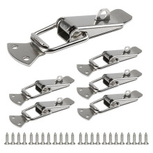 10Pcs Spring Loaded Toggle Catch, Stainless Steel Spring Toggle Lock with Padlock Hole for Cabinet, Wooden Case Large