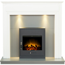 Adam Honley in White & Grey with Oslo Electric Inset Stove, 48 Inch