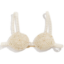 Women Pearl Body Chain Bra Sexy Beach Bikini Fashion-White