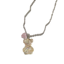Bear Pendant Necklaces Alloy Material Pendant Choker Beads-Pink