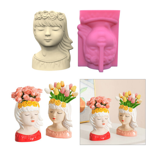 Blumentopf Silikonform Kranz Mädchen Stifthalter Form für DIY 1