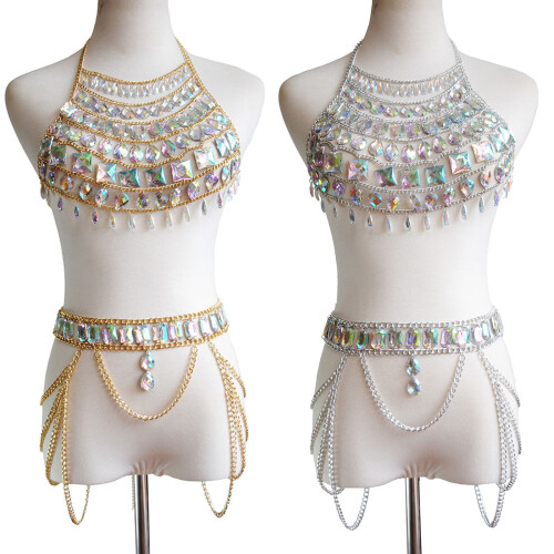 Chaîne de taille de ventre multicouche, chaîne de plage-Argent 1