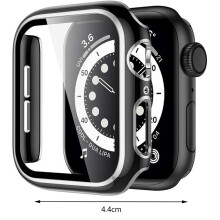 Cosantóir Scáileáin do Apple Watch44mm, Clúdach PC Uiscedhíonach Gloine Tempered, Dearadh Faisin le Cáilíocht Íomhá Ardghléine,