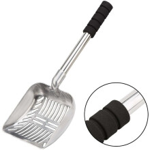 Limpeza fácil para gatos: Pá de metal para areia de gato, cabo ergonômico, tamanho grande, peneira antiaderente, resistente, para seus amigos