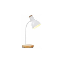 Classic Design Iron Lampshade Desk Lamp, Adjustable Metal Table Lamp for Eye Protection, Wooden Base with 360 Flexible Silicone Hose, Dimmable Bulb