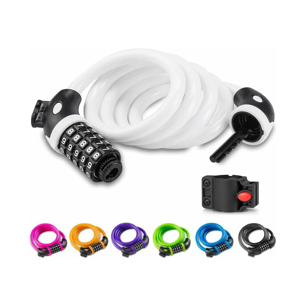 Lifetime Warranty Resettable Bike Lock, Self-Coiling Cable For Convenient Outdoor Security, High Security 5-Digit Code Lock Included 9128293100304