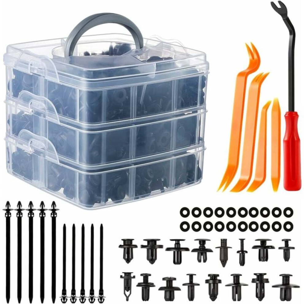 Auto Push Pin Rivets For Splash Shield Retainers, 16 Most Popular Sizes Bumper Clips Plastic Fasteners Kit For Door Panels Interiors Black 9405630218855
