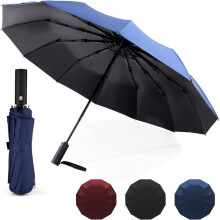 Compact Folding Umbrella with Automatic Open and Close, Windproof Design Heavy Duty Umbrella Featuring Fiberglass Ribs and Waterproof Fabric,