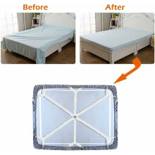 Tiras elásticas flexíveis, adaptáveis a todos os tamanhos de cama - Presilhas de metal garantem uma instalação fácil e confortável da sua