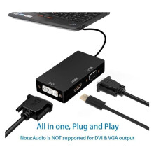 Adaptador Mini DisplayPort versátil, DisplayPort 1.2a a HDMI, DVI y VGA, convierte tu portátil o tableta en un monitor panorámico, para Macbook,