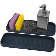 Food Grade Silicone Sink Caddy, Non-Slip Organizer for Heat Resistant And Easy to Clean Use In Kitchen Or Bathroom, 2PCS
