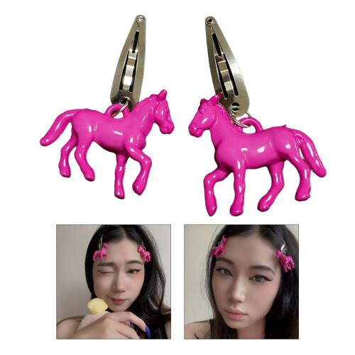 Épingles à cheveux cheval rose doux, 2 pièces, jolies-Rose 1