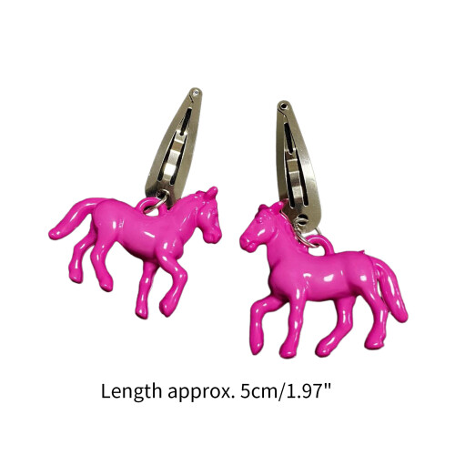 Épingles à cheveux cheval rose doux, 2 pièces, jolies-Rose 2