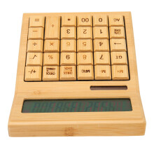 Calculatrice Solaire en Bambou 29 Touches LCD Design Écologique en Bois