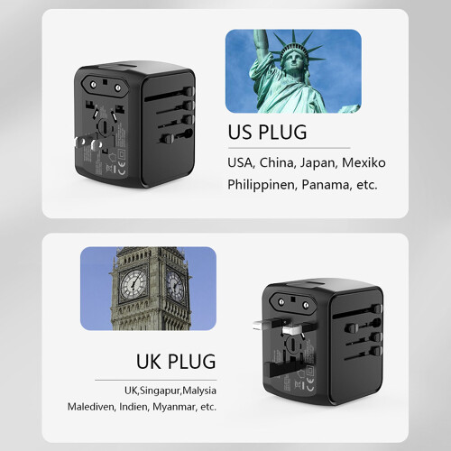 Παγκόσμιος προσαρμογέας ταξιδιού, USB-C υψηλής ταχύτητας, διεθνής προσαρμογέας 2
