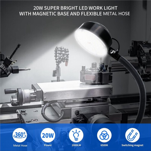 Magnetic Work Light, LED Machine Light, Work Light with Flexible & Magnetic Base, Shop Tool Lamp for Lathe EU Plug 2