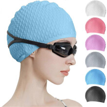 (As show, One size) Tripsky Silicone Swim Cap,Comcompatible withtable Bathing Cap Ideal compatible with Curly