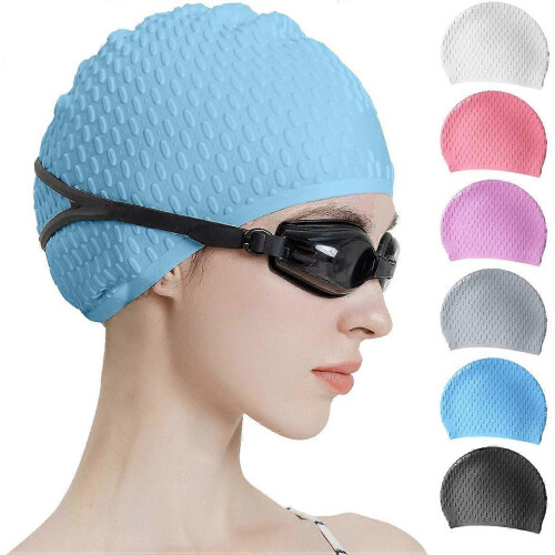 (As show, One size) Tripsky Silicone Swim Cap,Comcompatible withtable Bathing Cap Ideal compatible with Curly