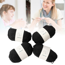 4 pz di filo di cotone morbido da 3mm per vestiti, cappelli, sciarpe, nero
