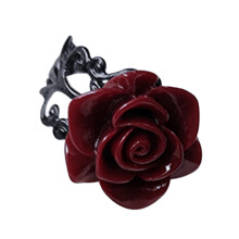 Punk Gothic Red Rose Rings Adjustable Hollow Rings for Women