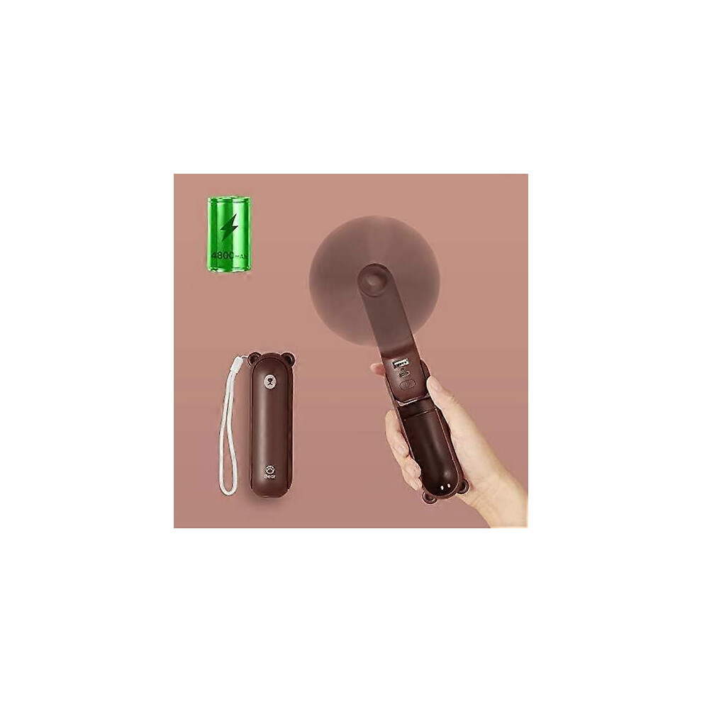 (As Show, One Size) Portable Usb Rechargeable Handheld Mini Fan With Power Bank 7433104186708