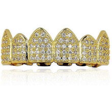 (As show, One size) 18K Gold Silver Plated Hip Hop Vampire Fangs Top Bottom Teeth-1826
