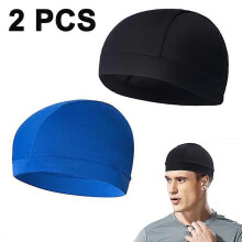 (As show, One size) 2 Pieces Helmet Liner Skull Caps Sweat Wicking Cap Running Hats - Breathable and Quick-drying