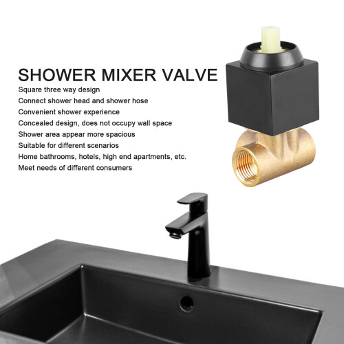 Wall Mount Copper Shower Mixer Valve Kit 3-Way Black, Single Function 2