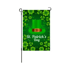 Bandeira de jardim decorativa para gramado, 30x45cm (12x18 polegadas), fácil de instalar, com estampa dupla face de trevos, feita de poliéster