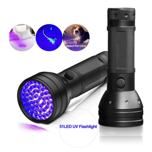 Επαναφορτιζόμενοι φακοί UV Blacklight, υπεριώδες φως 51Led395nm για ανίχνευση ούρων