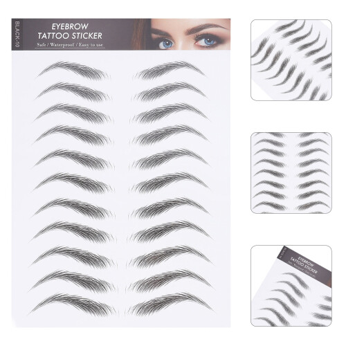 12 Sheets Eyebrow Tattoos Transfers Shaping Stickers 2